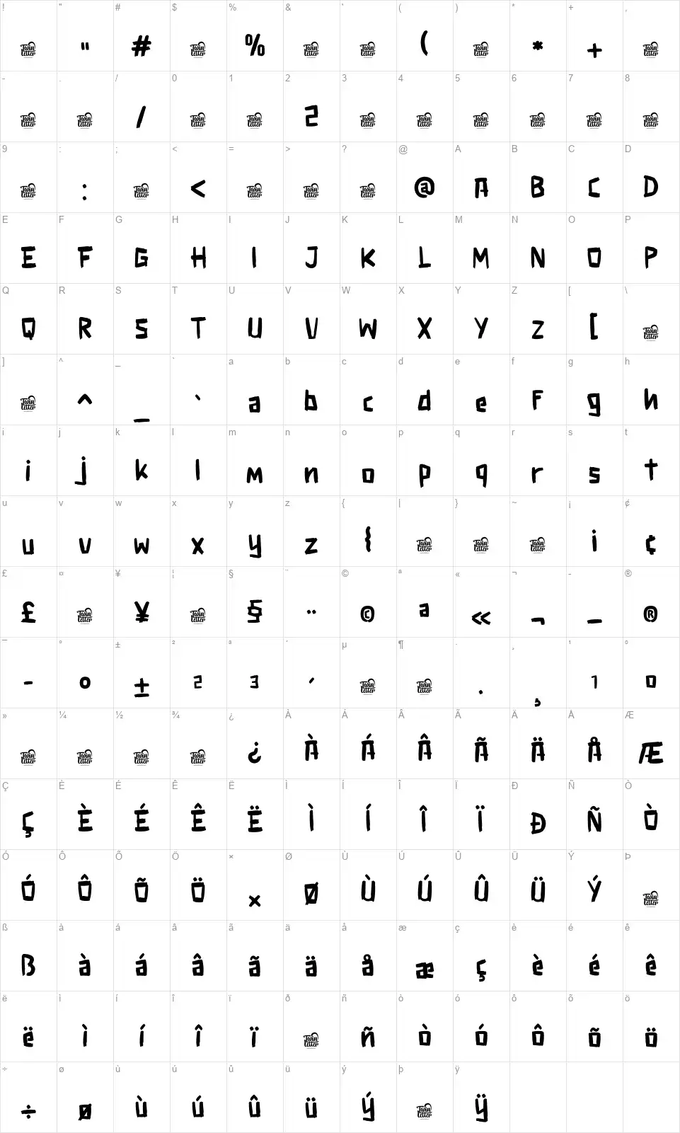 Notha Fokal Table des caractères Notha Fokalfont character map