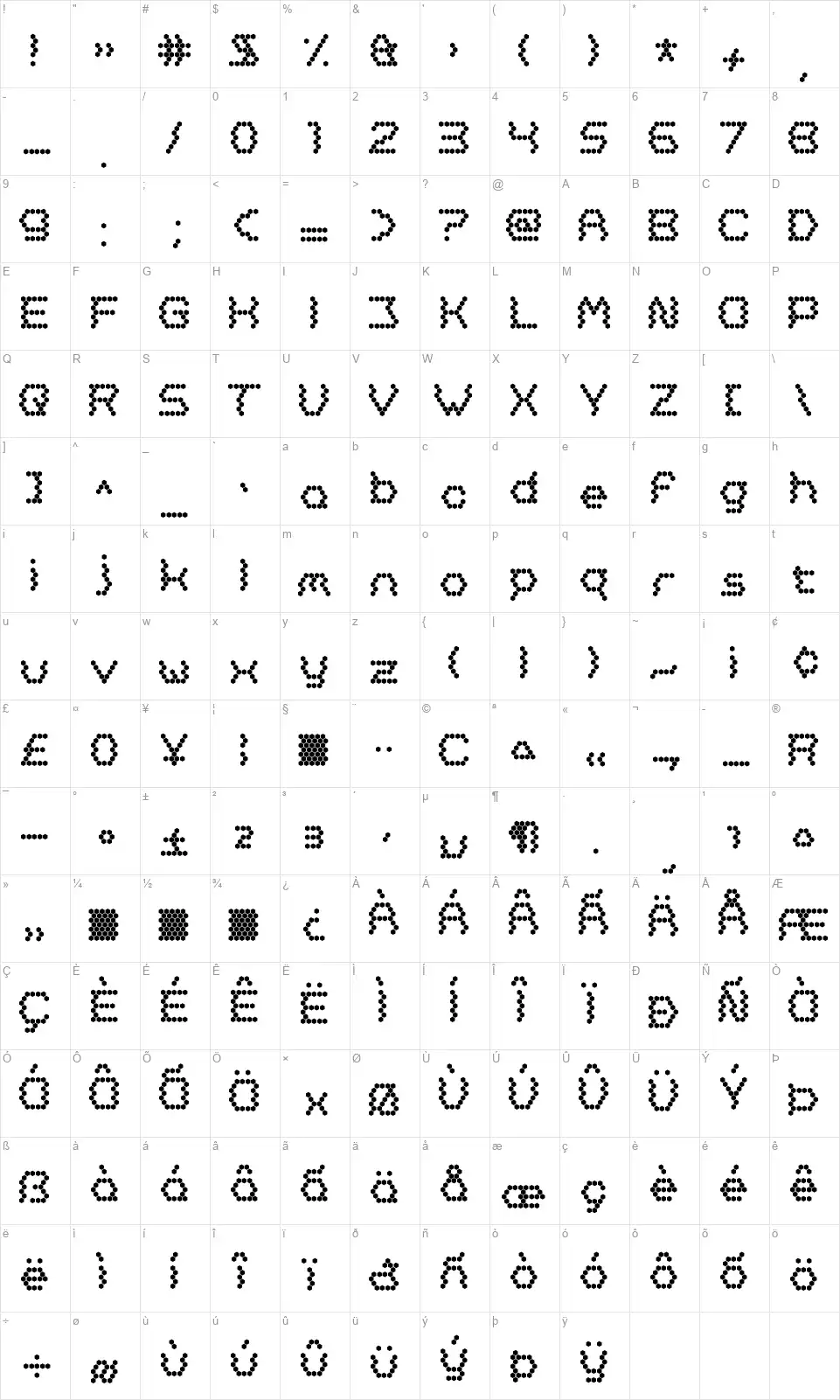 Oh, Beehive!font character map