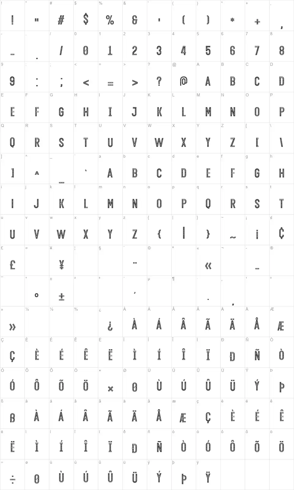 Open Mindedfont character map