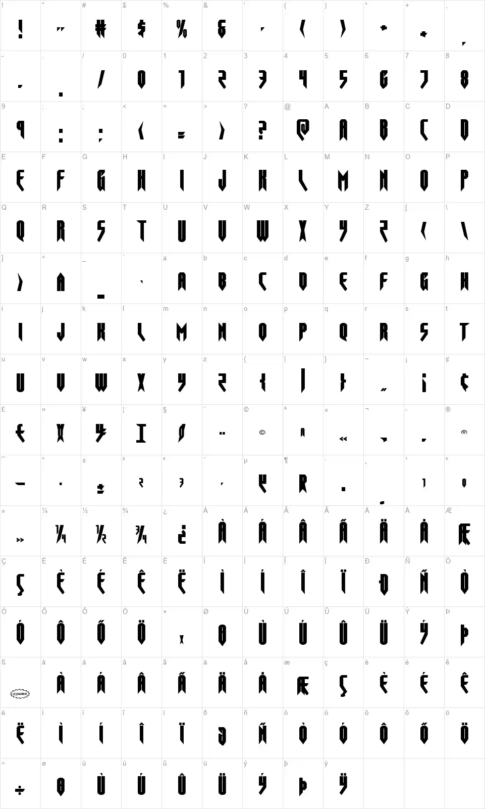 Opus Magnusfont character map
