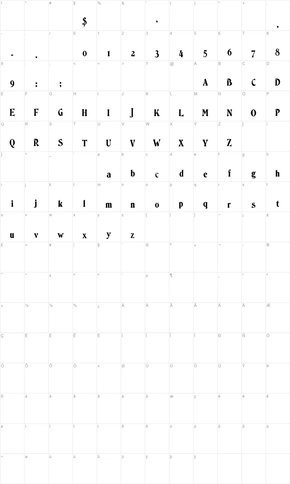 Ornamented, No. 1567 Table des caractères Ornamented, No. 1567font character map