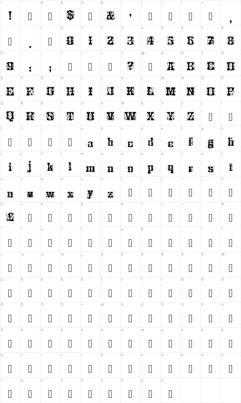 Ornamented, No. 42 Table des caractères Ornamented, No. 42font character map