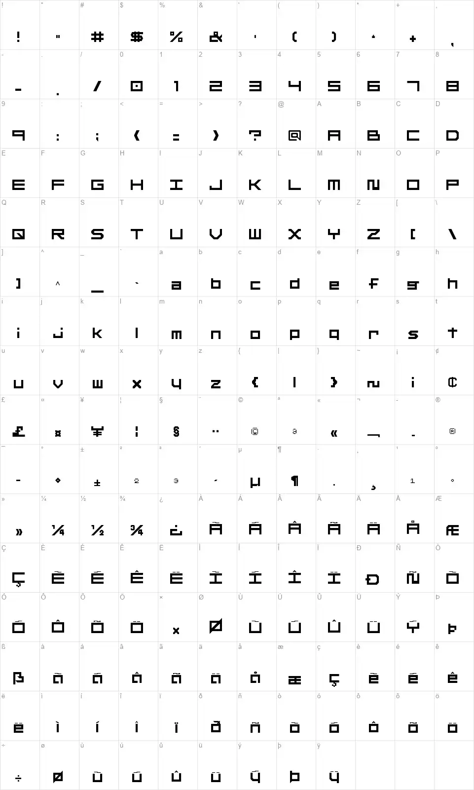 Other Ffont character map