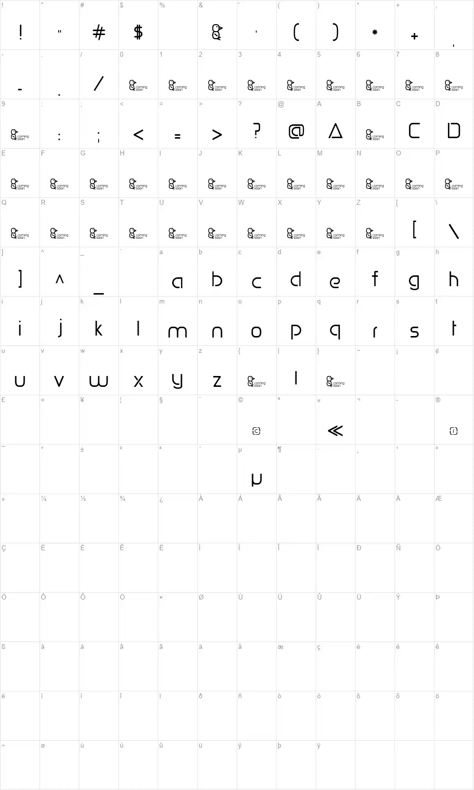 Penguin Sansfont character map