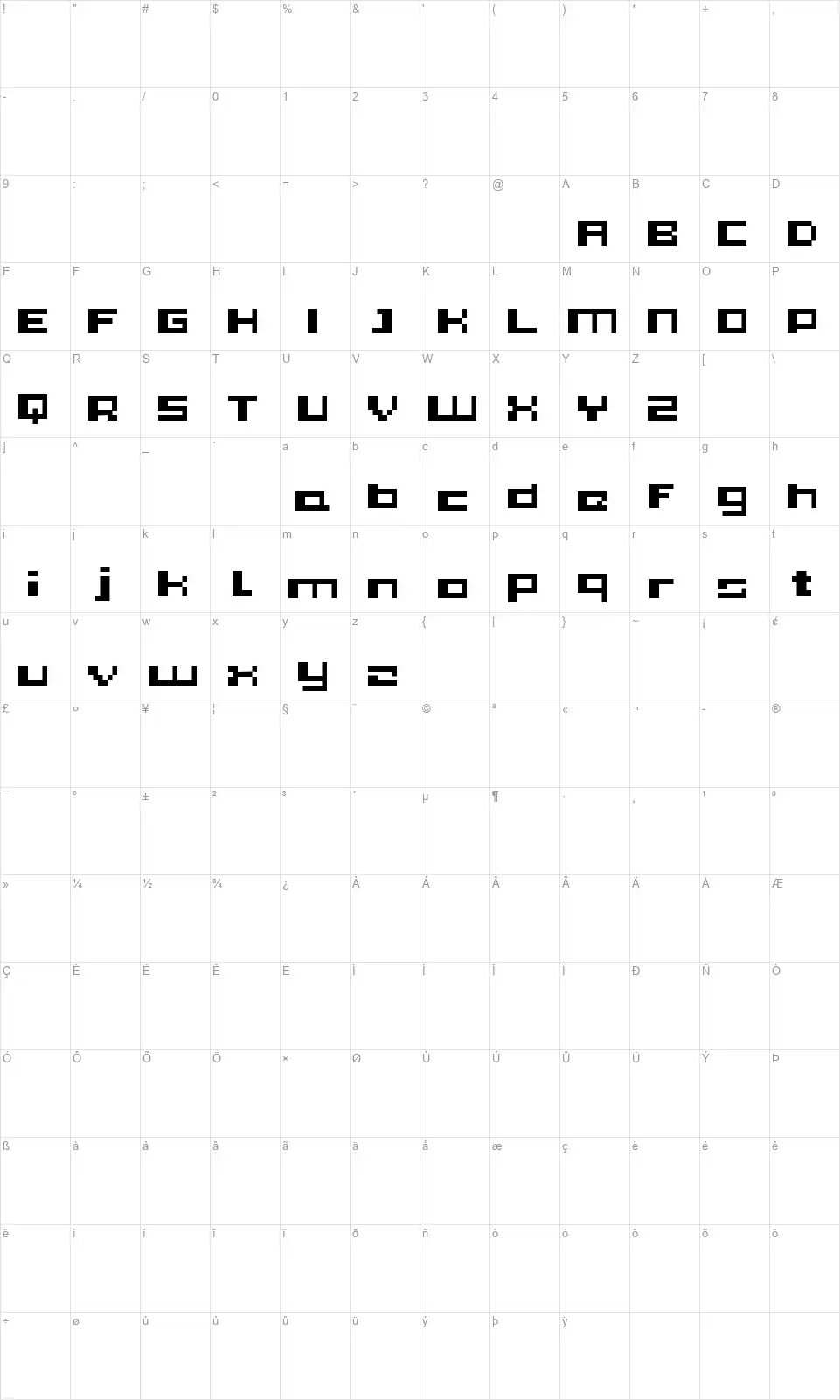 PIXleft_5font character map