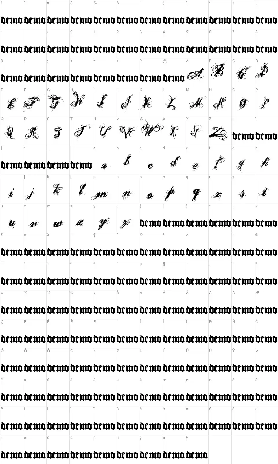 Poesie_Noirefont character map