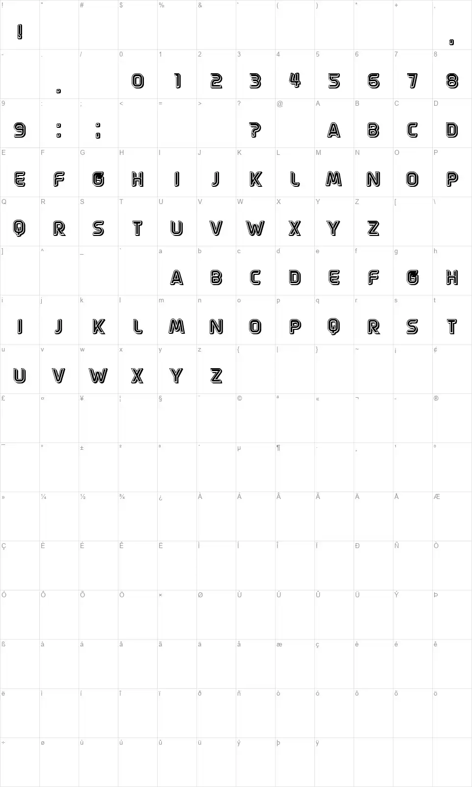 Poule Blanchefont character map