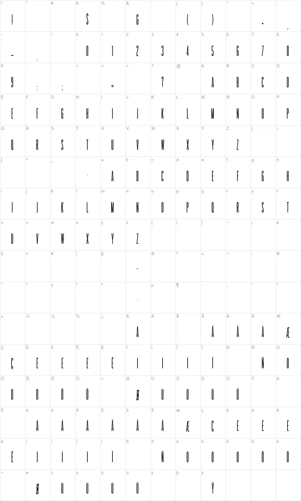 Promenade de la Croisettefont character map