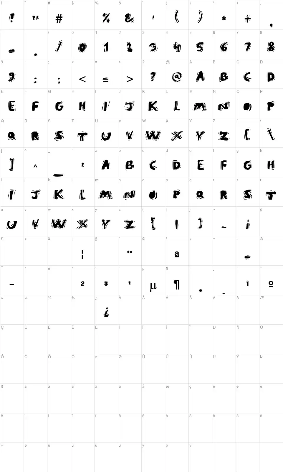 Pura Vidafont character map