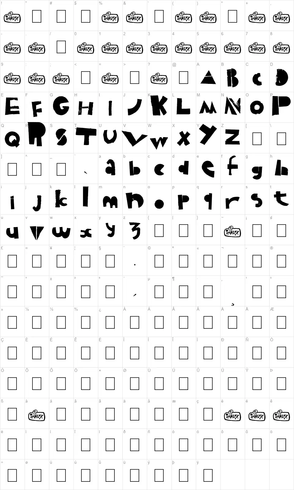 Puzzledfont character map