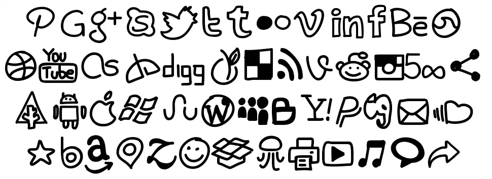 PW Handy Social Iconsfont specimens