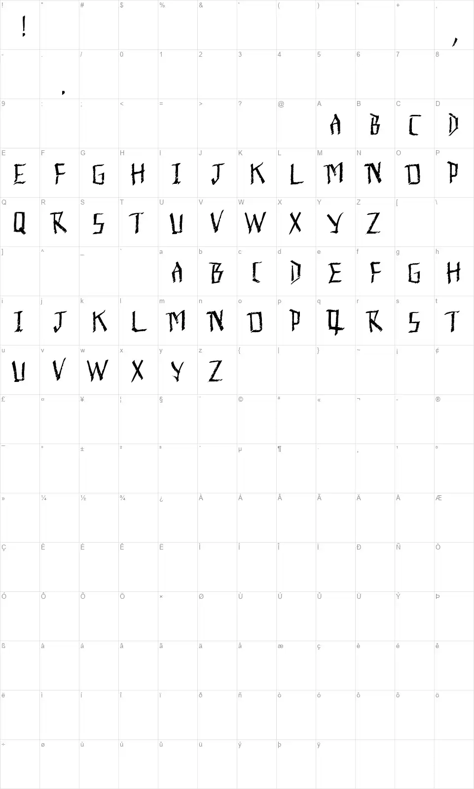 Quick Pick Your Hatfont character map