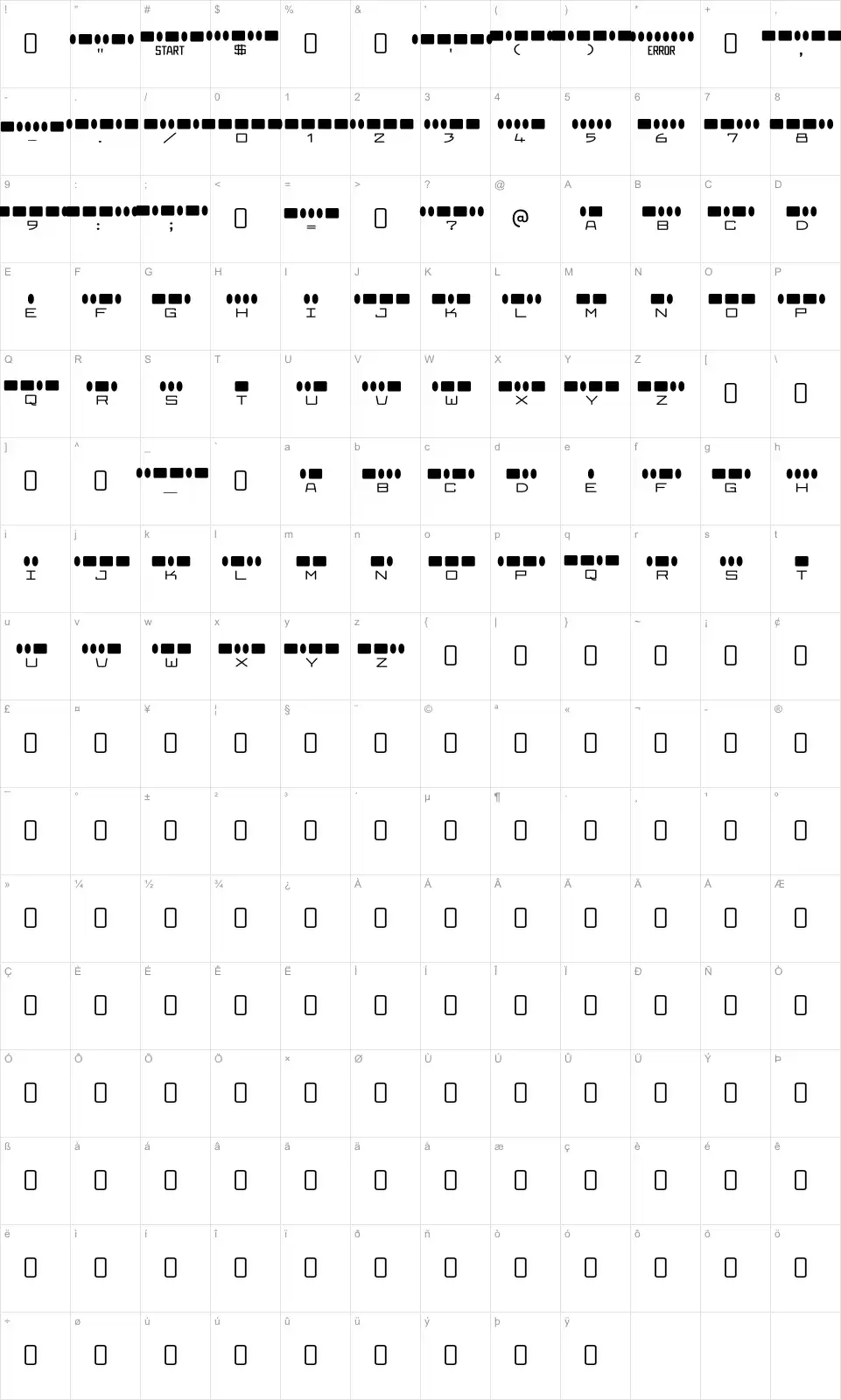 Radios in Motion Table des caractères Radios in Motionfont character map