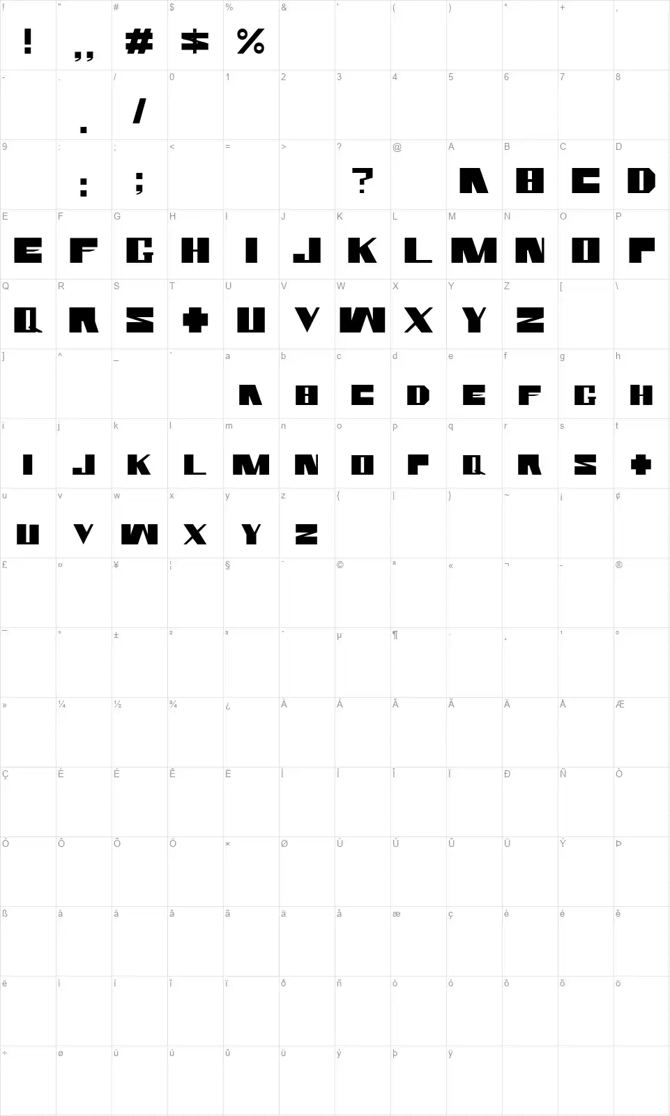 Rammsteinfont character map