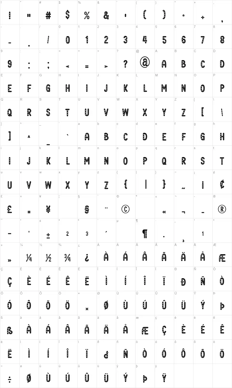 Ready Loverfont character map