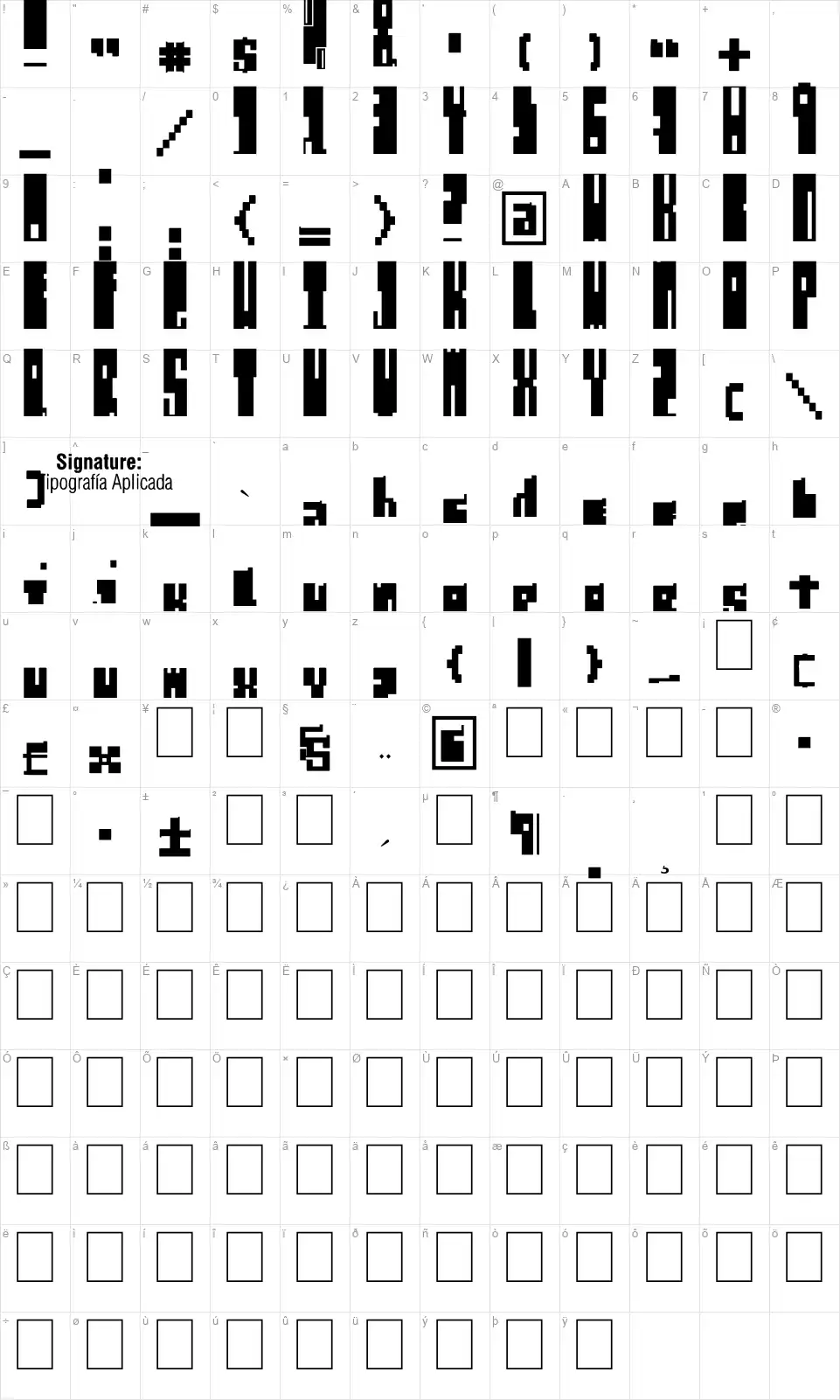 Regulus Cubiculusfont character map