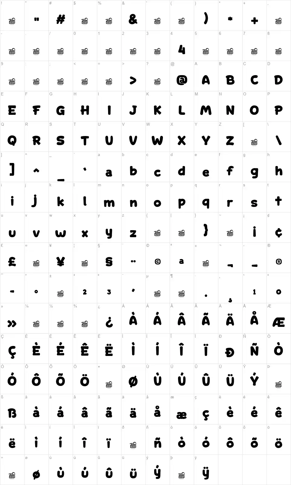 Rex Chandela Table des caractères Rex Chandelafont character map