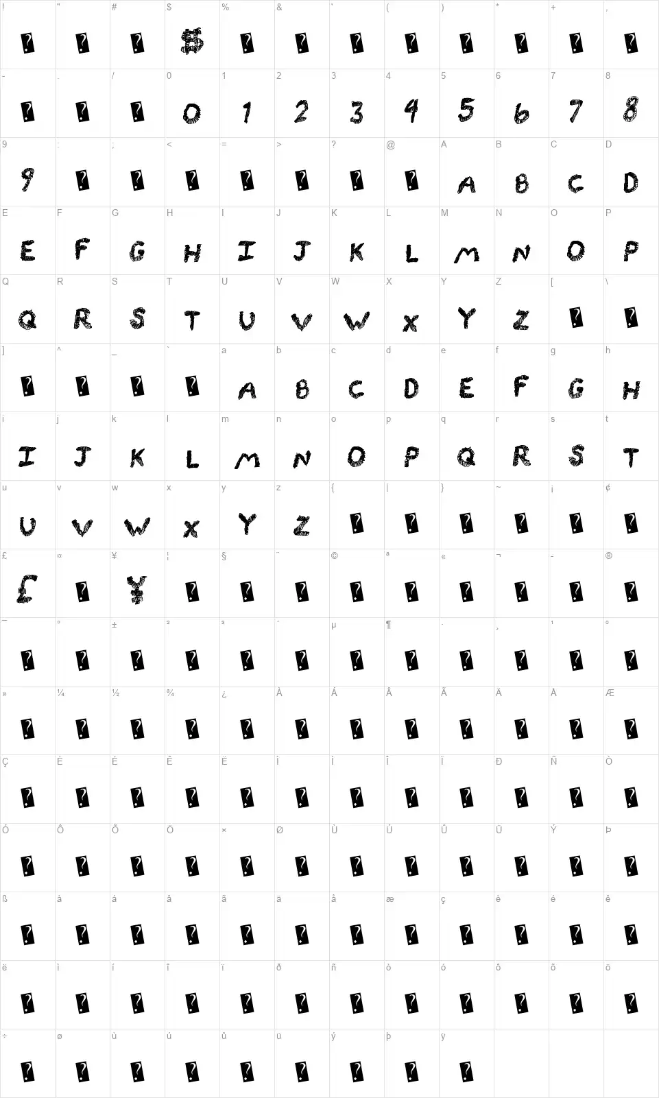 Rocking Linesfont character map