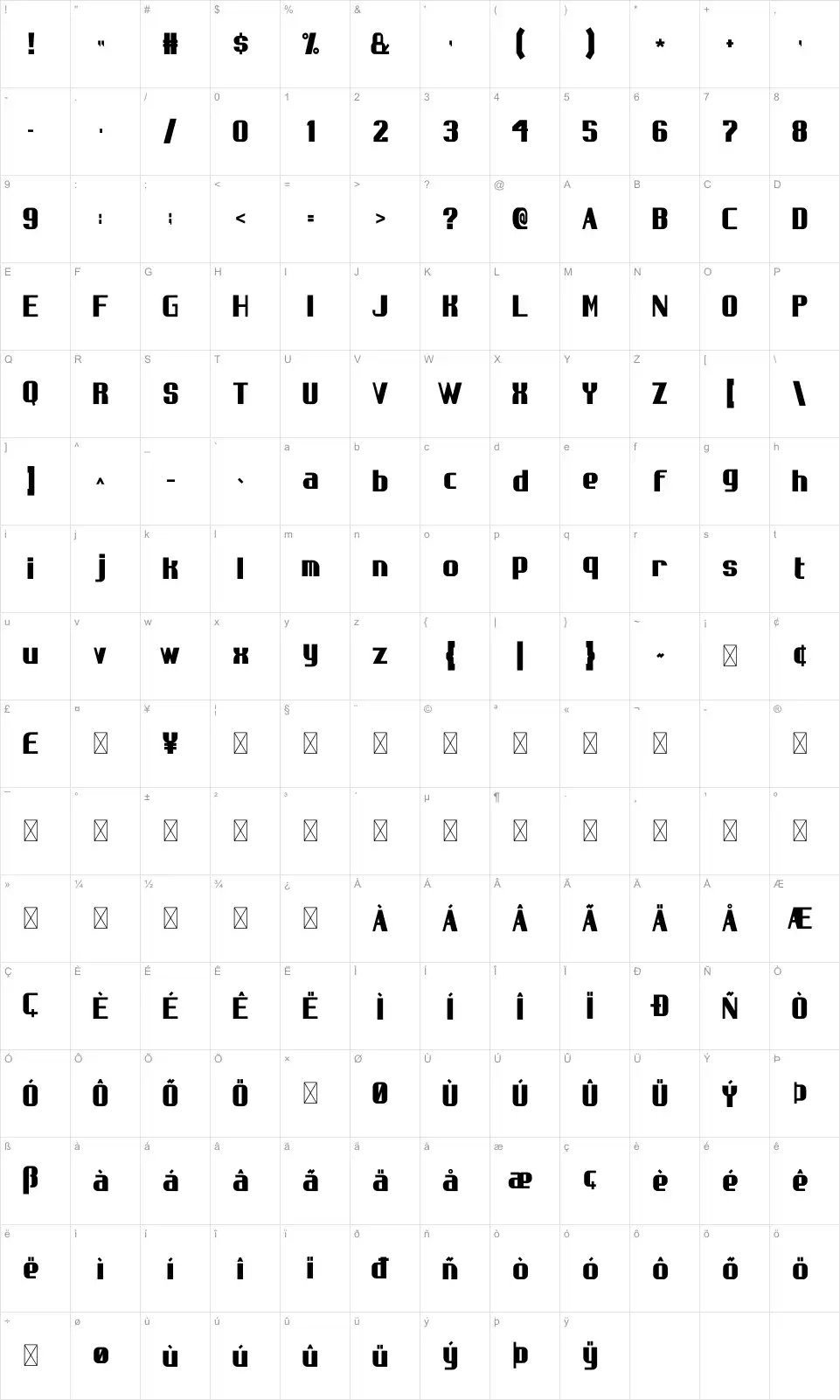 Rondatu Table des caractères Rondatufont character map