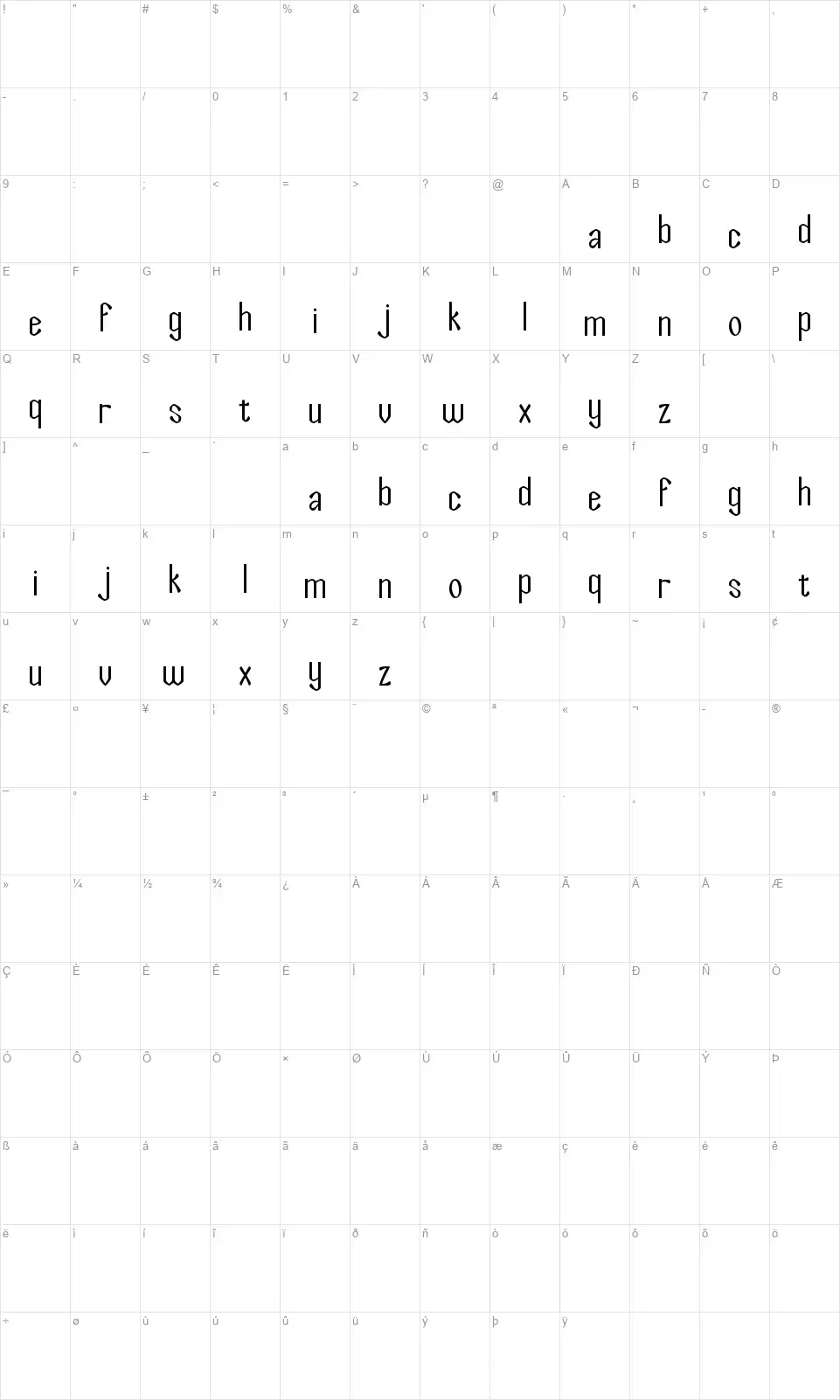 Salt of the Earthfont character map