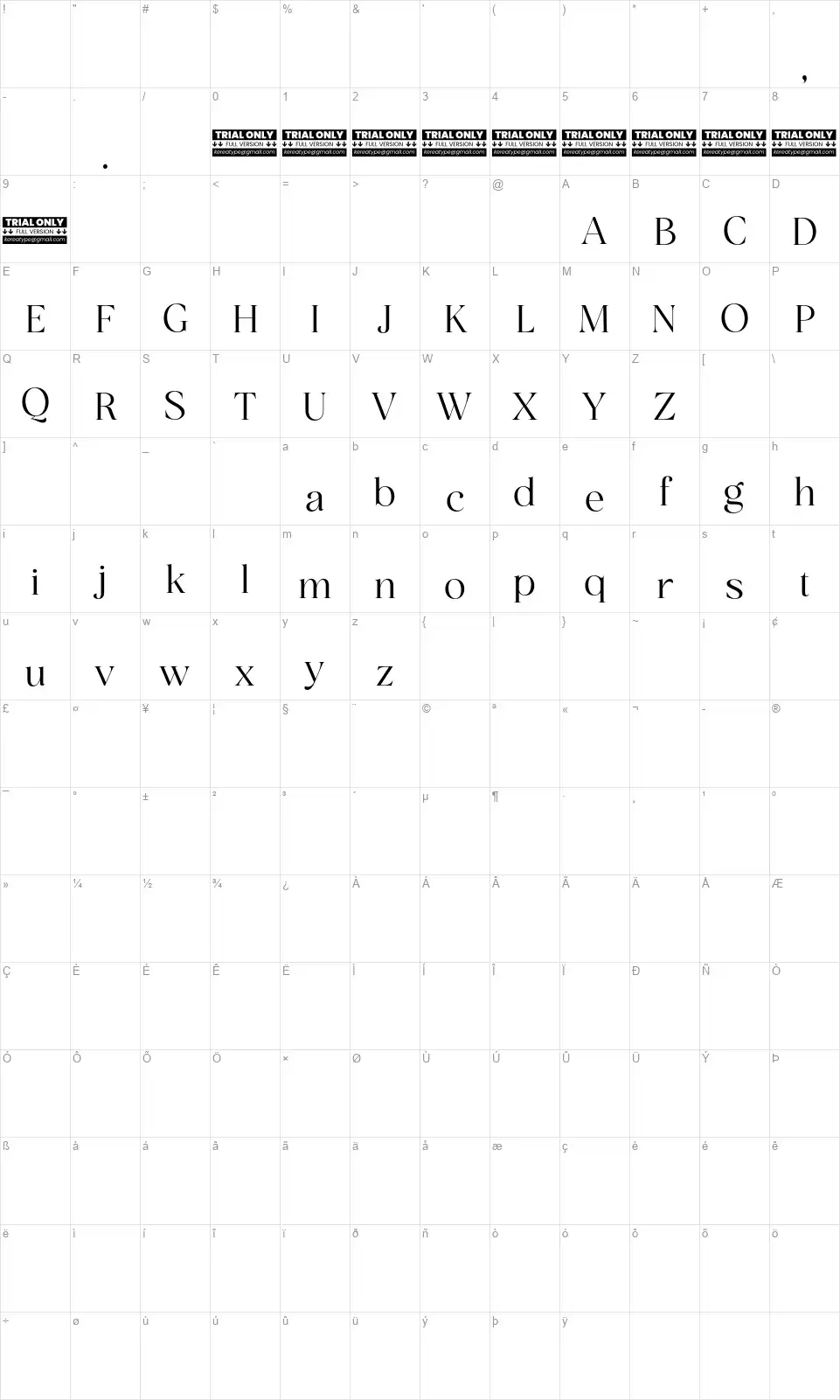 San de Morefont character map