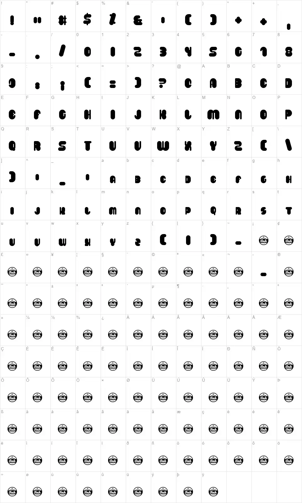 Saveloyfont character map