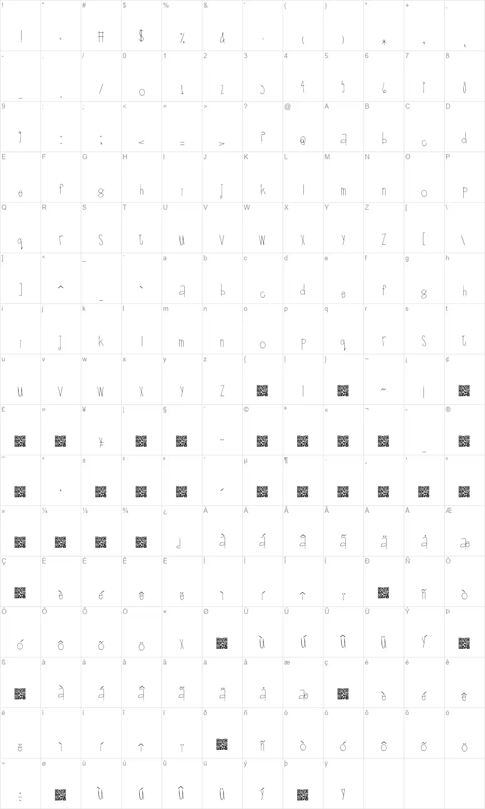 Scrapbucketsfont character map