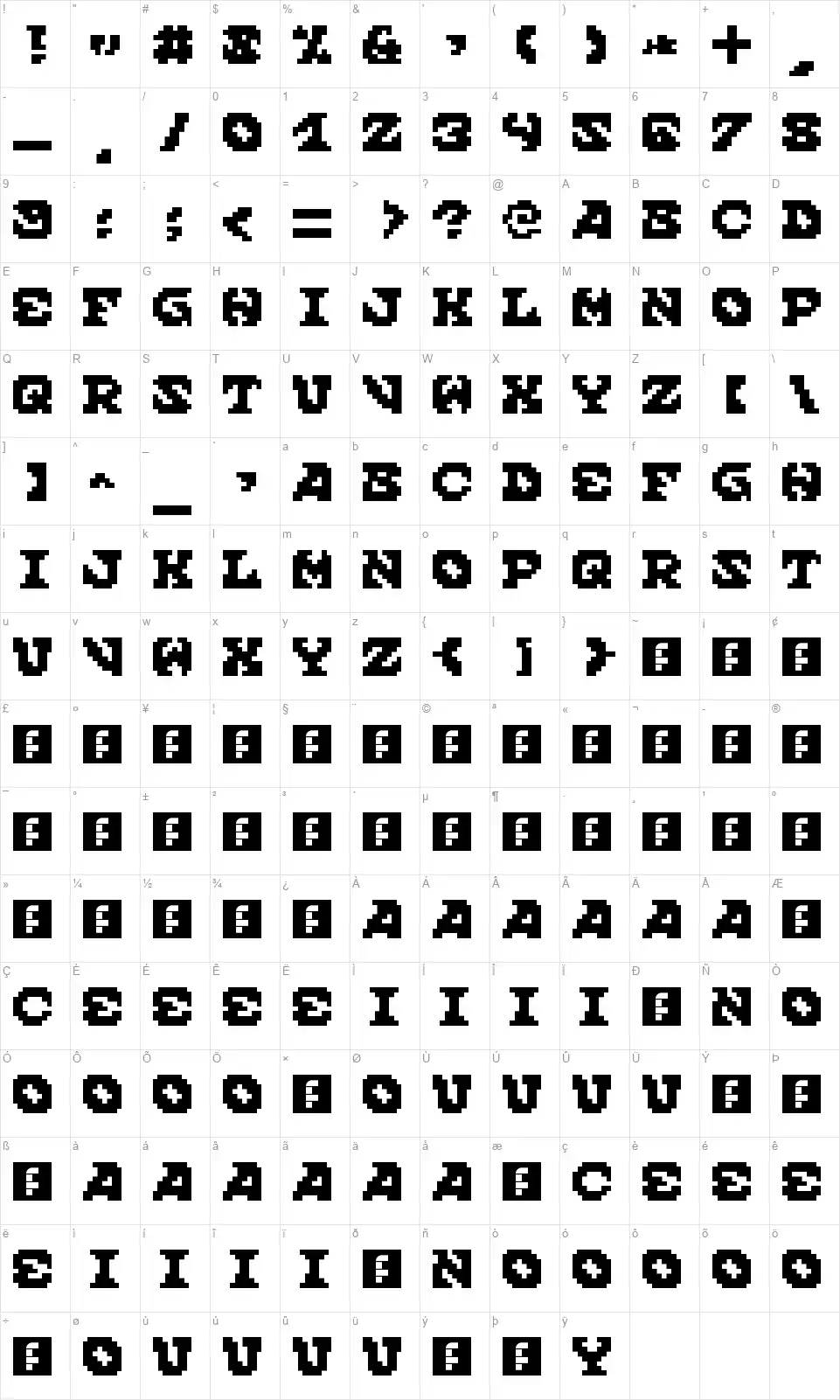 Scream When You're Ready To Diefont character map
