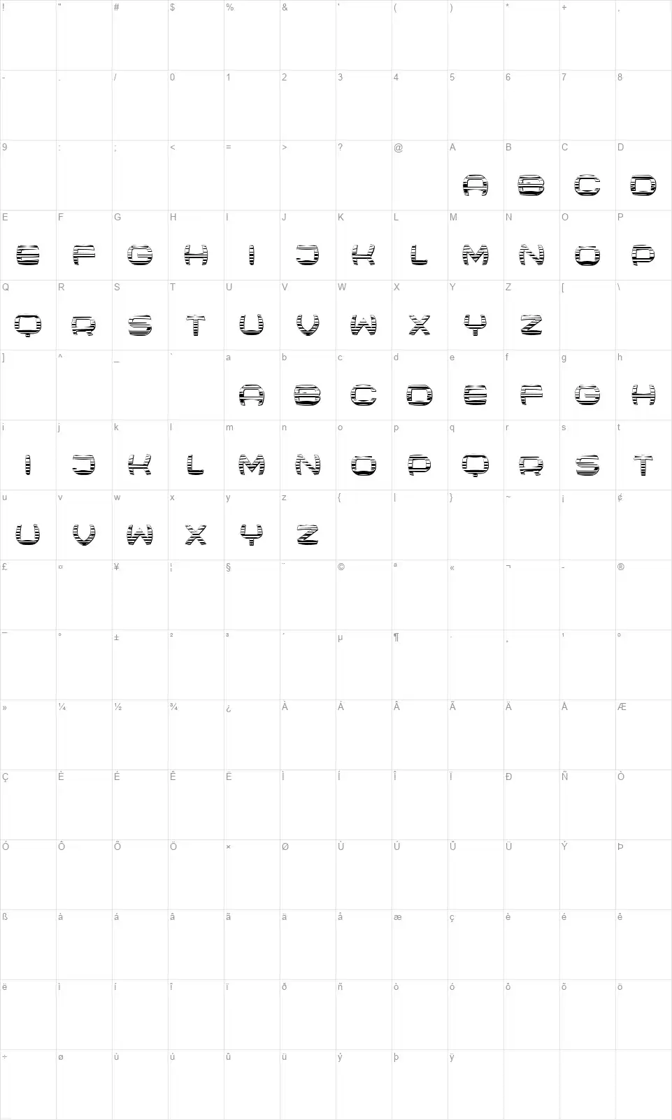 Sculptorfont character map