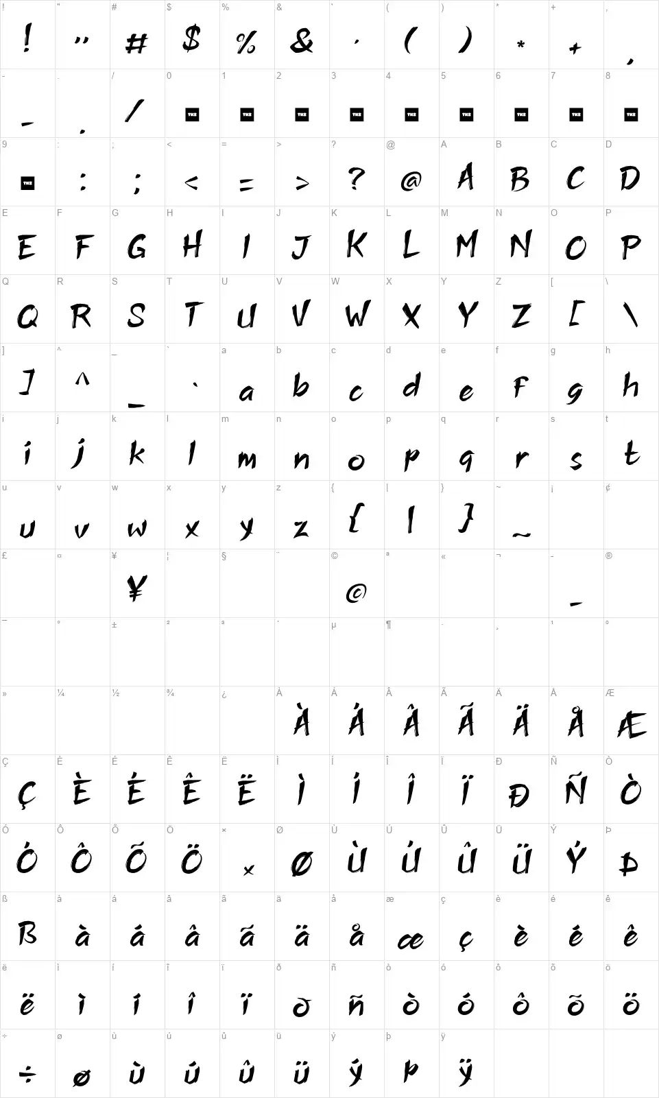 Shadow Whisper Table des caractères Shadow Whisperfont character map
