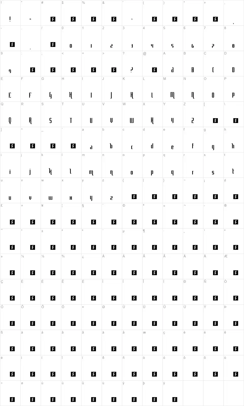 She Curls In The Mistfont character map