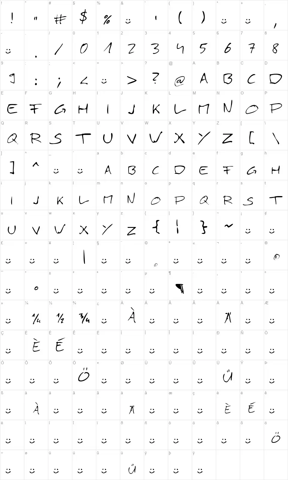 Simply 21font character map