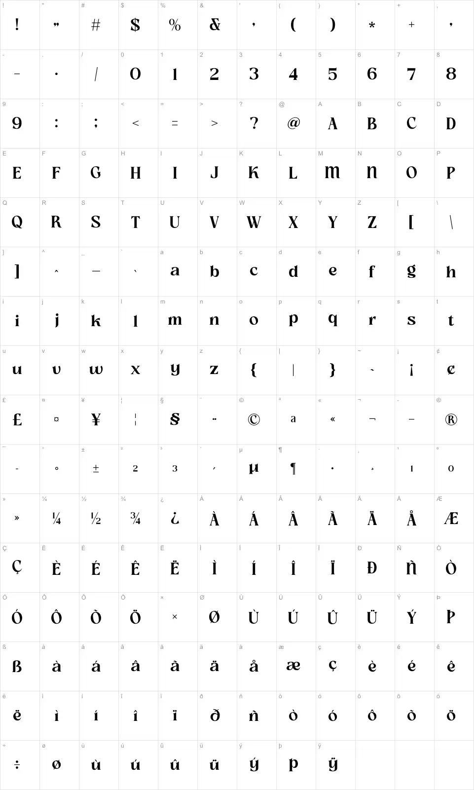 Slow Bar Stories Table des caractères Slow Bar Storiesfont character map