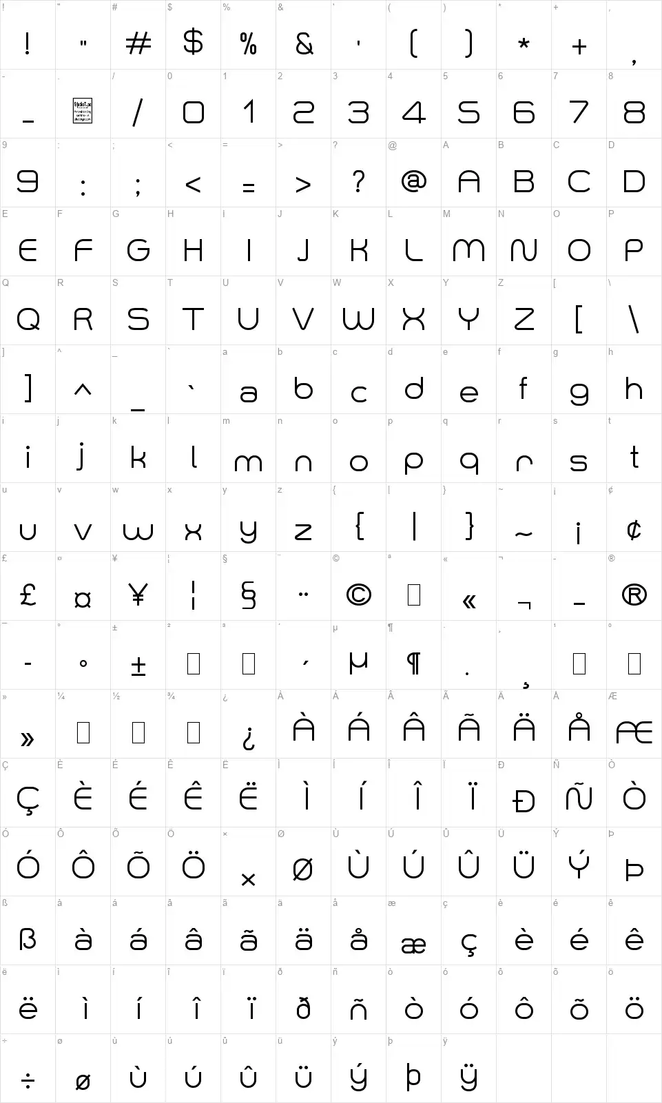 Smushfont character map