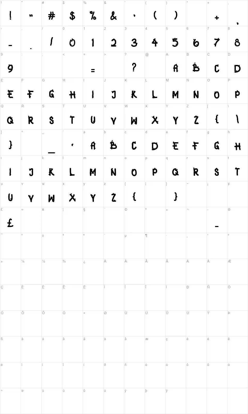 Snowy Dayfont character map