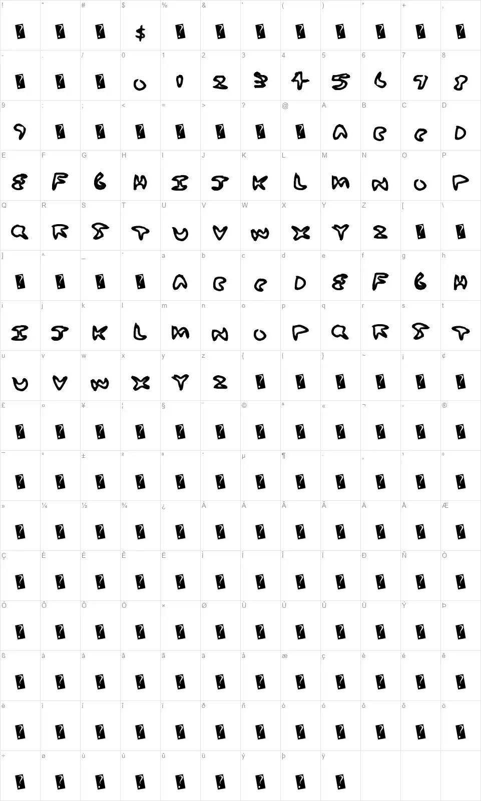 Soda Waterfont character map