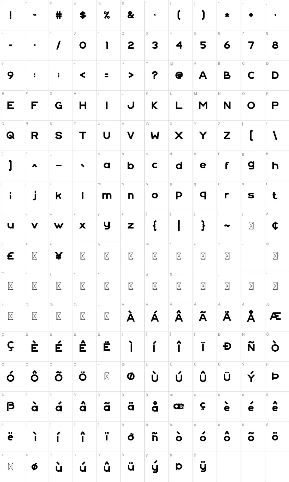 Soemara Table des caractères Soemarafont character map