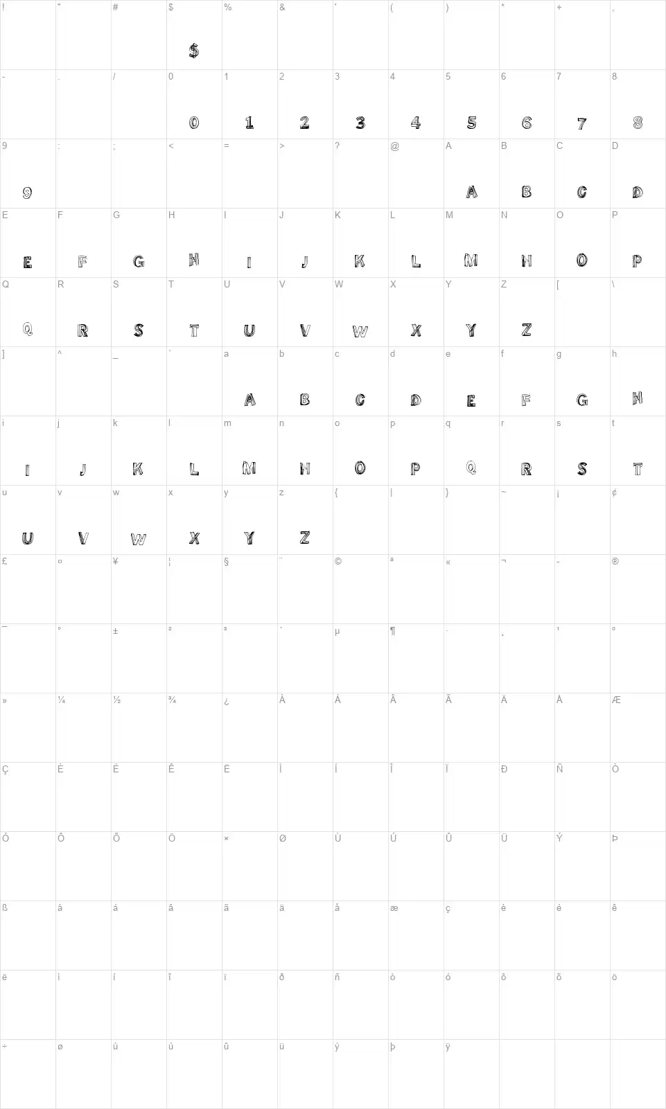 Some Linesfont character map
