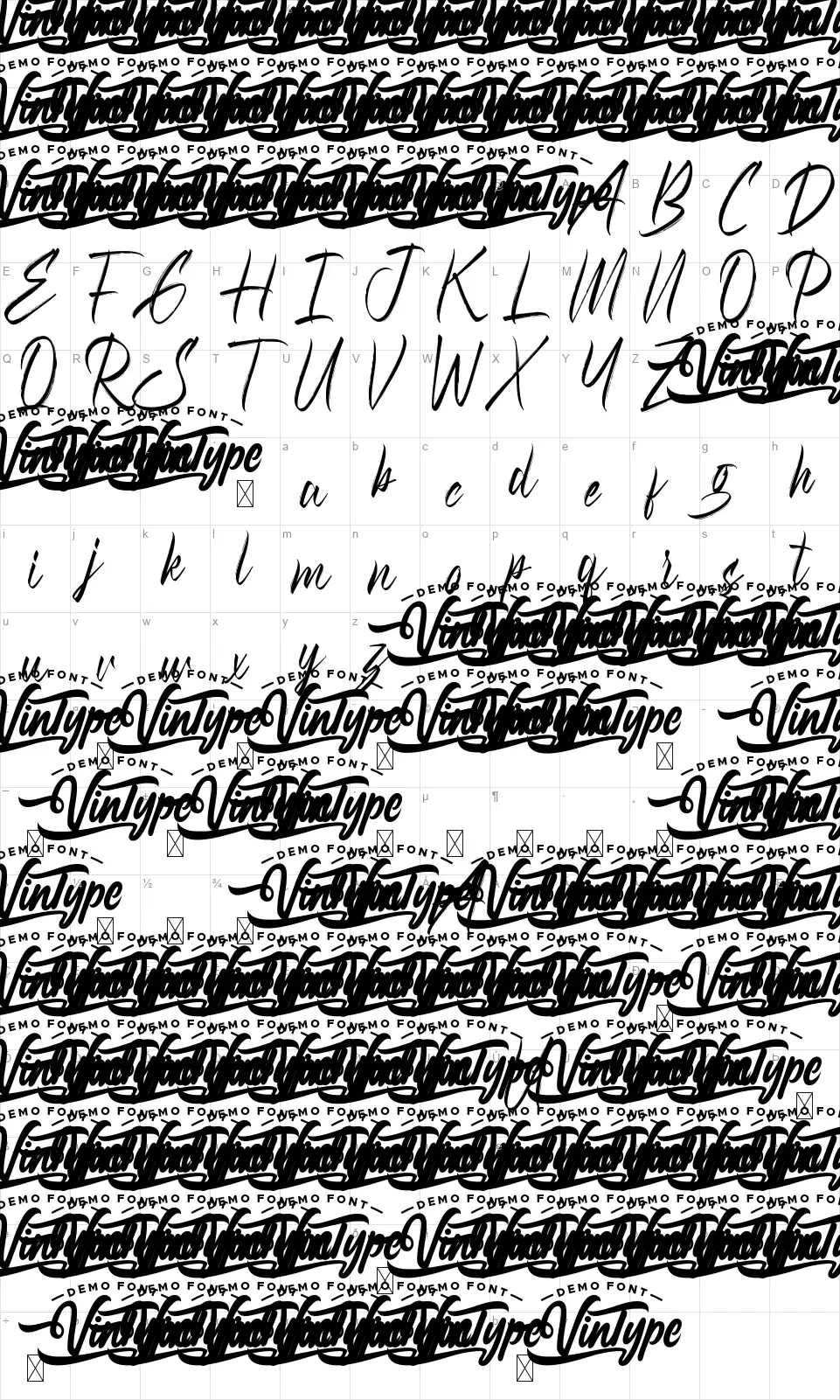 South Edgefont character map