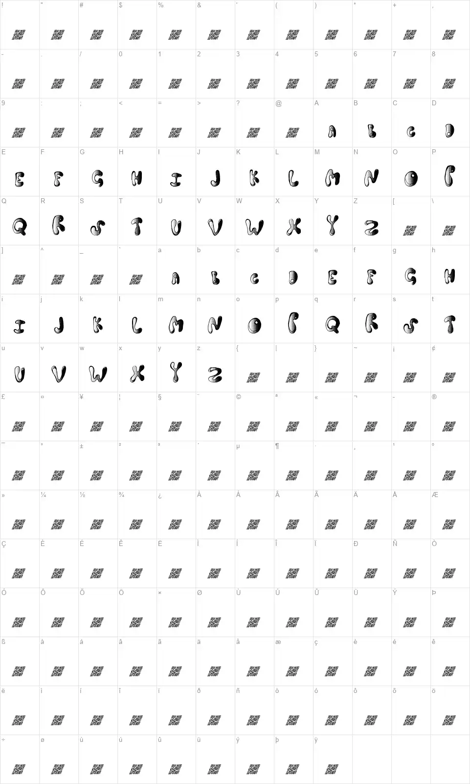 Spring Dancefont character map