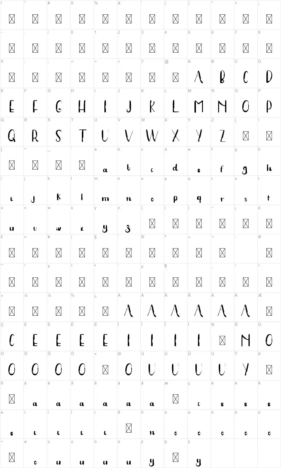 Stay BIGfont character map