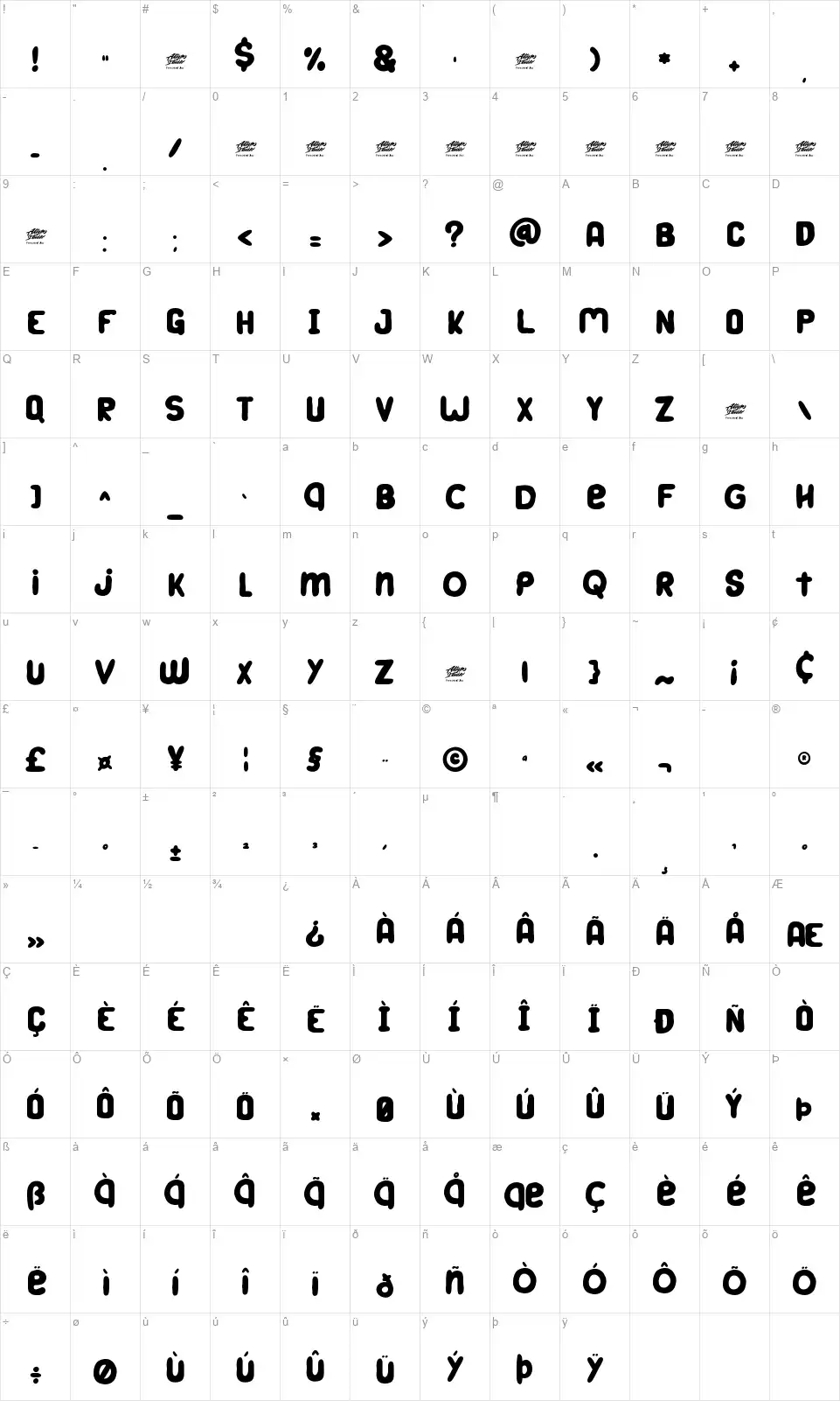 Steak Murohfont character map