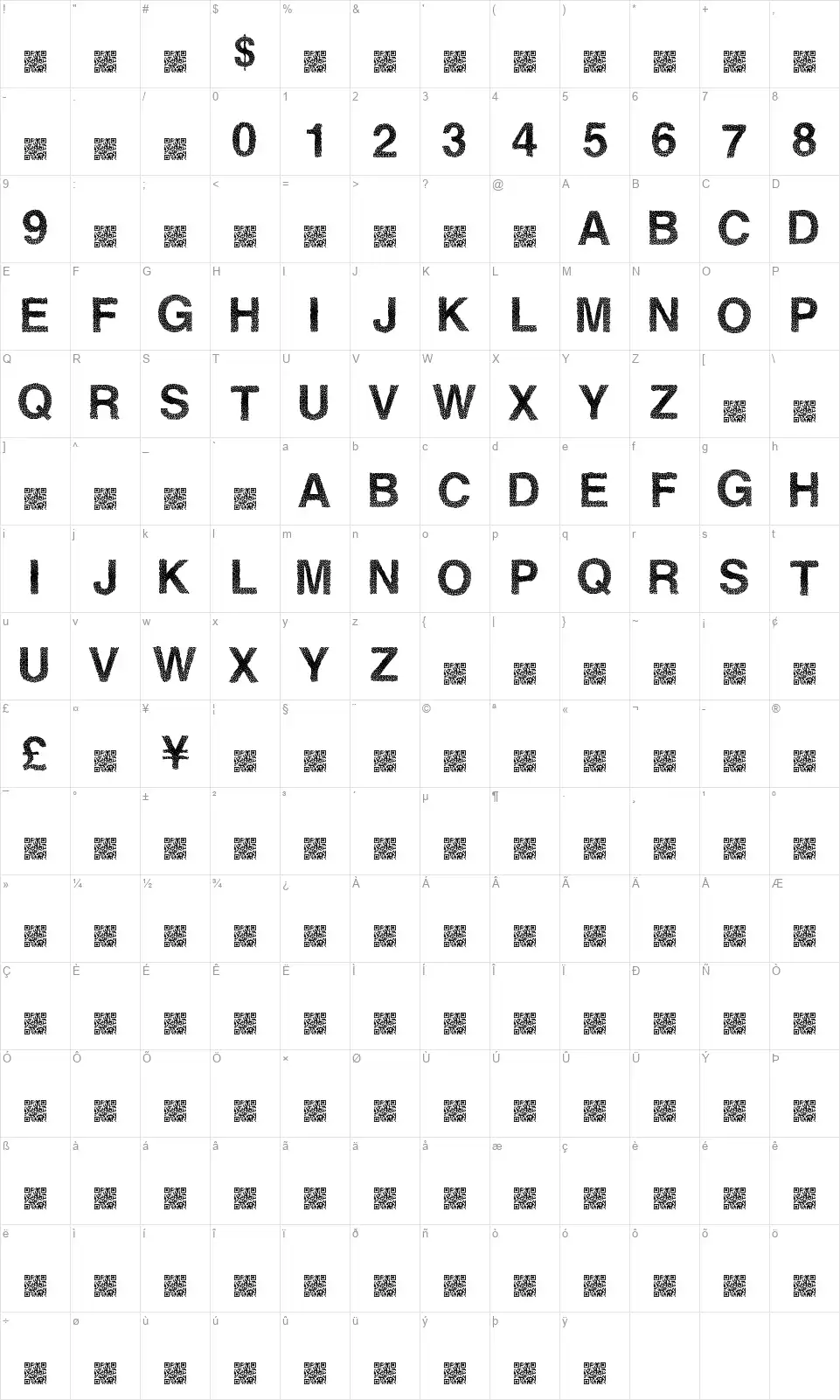Steam Rosefont character map