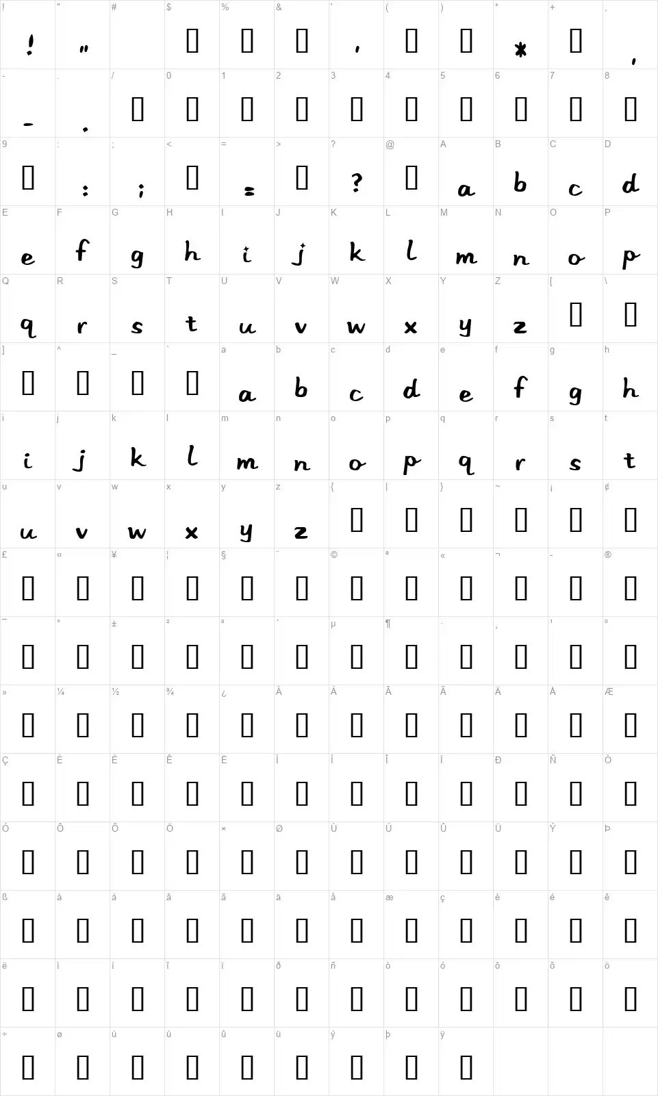 Stereo Hi-Fifont character map