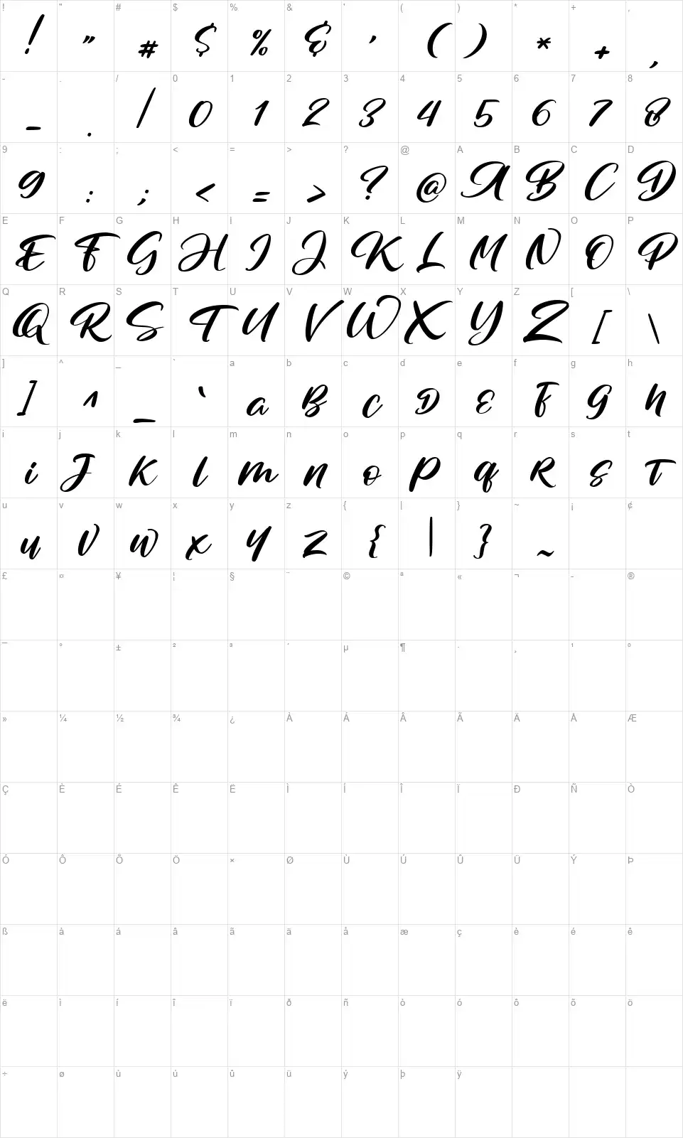 Studio Ashtralfont character map