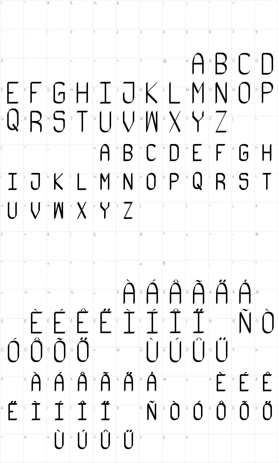 Stupenda STfont character map