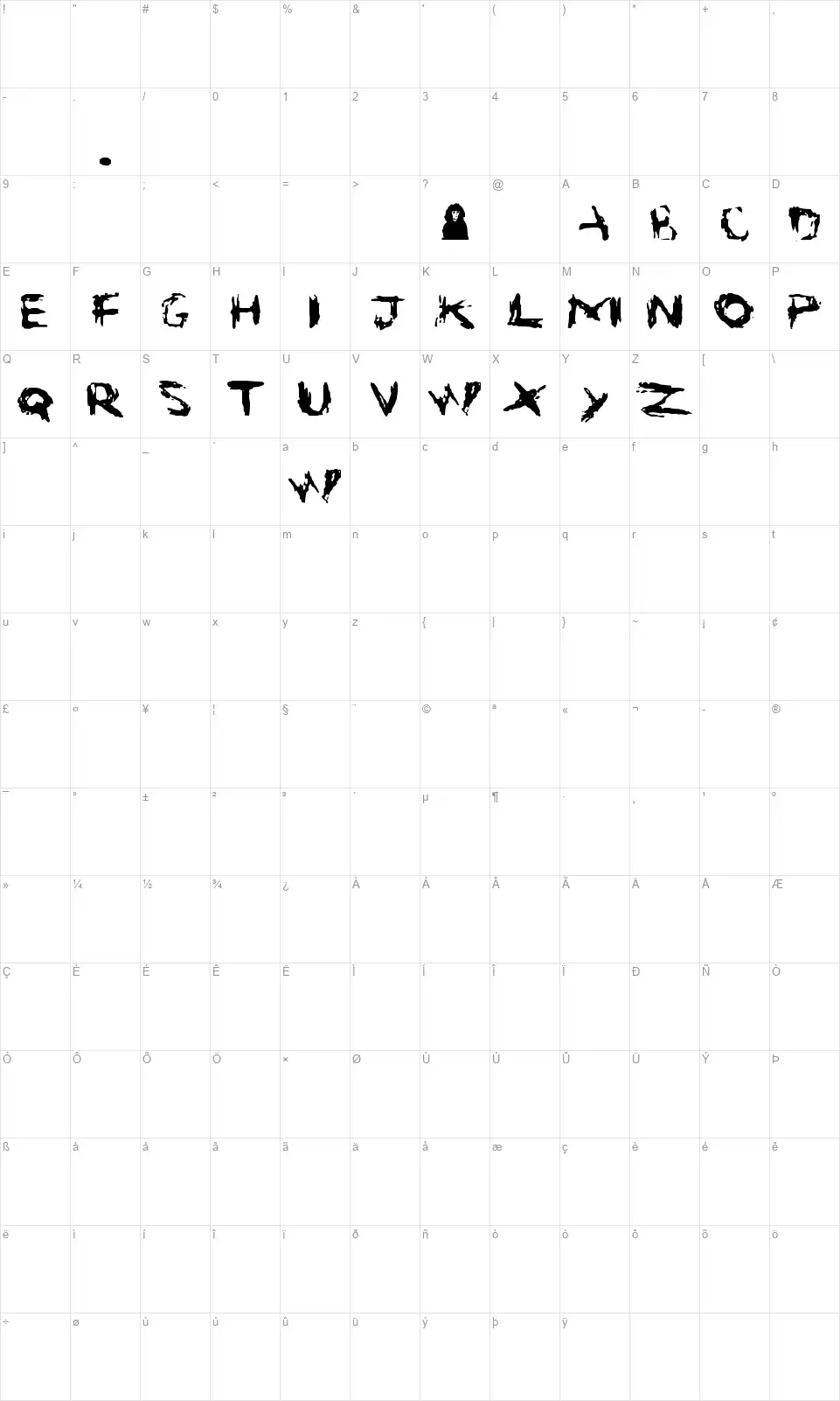 Suicidefont character map