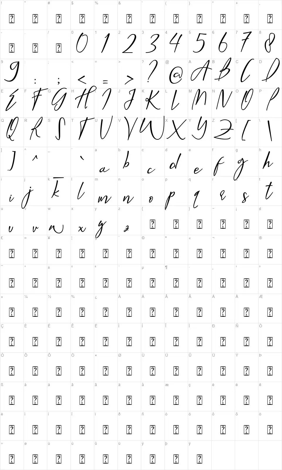 Summer Blastfont character map