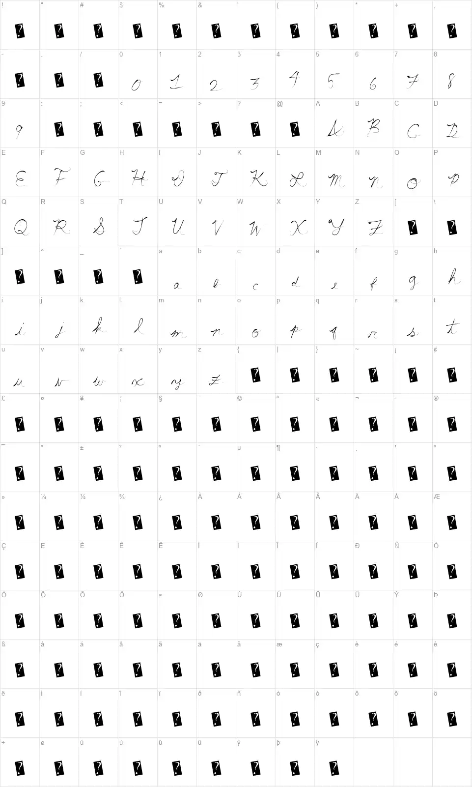 Summer Scriptasticfont character map