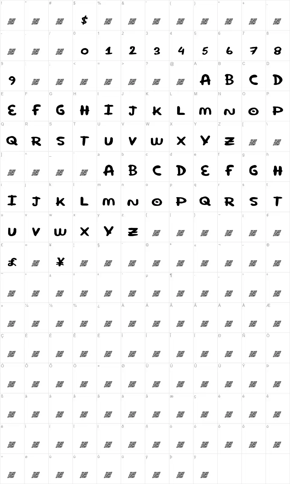 Super Roundfont character map